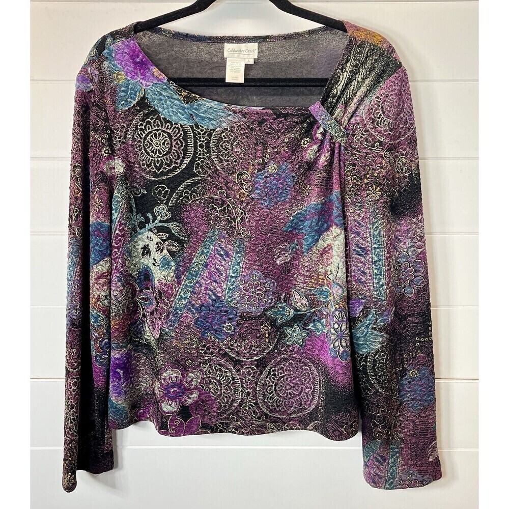 Coldwater Creek Top Knit Fairy Grunge Art to Wear Metallic Womens L *READ